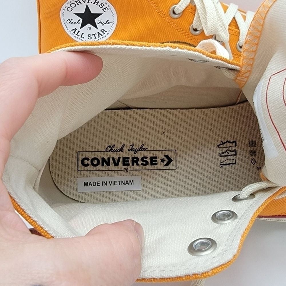 Converse × Come Tees Chuck 70s Star Path orange canvas hi-top sneakers WMS 6.5 - Picture 8 of 17